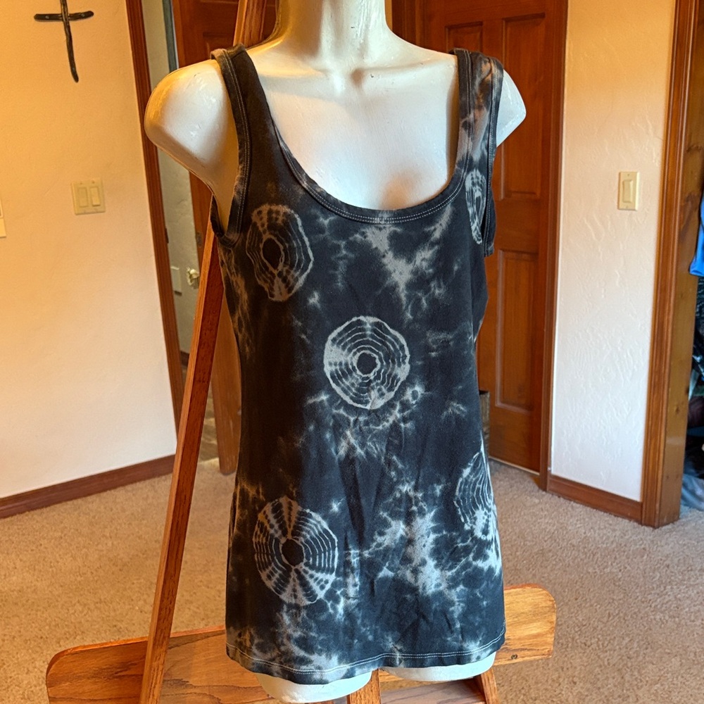 Johnny Was Black and Gray Patterned Tank Top